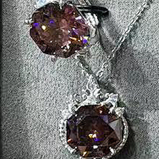 CZ Stones Two-Piece Jewelry Set Five Different Colours Necklace and Ring Copper Adjustable