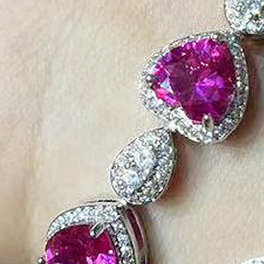CZ Stones Two Different Colours Pink and Blue Charm Bracelet Copper
