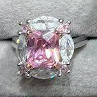CZ Stones Twelve Different Styles Pink Ring Copper Adjustable