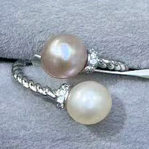 Ten Different Styles Natural Freshwater Pearls Ring S925 Sterling Silver CZ Stones Adjustable