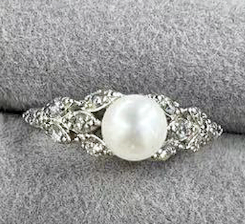 Four Different Styles  Natural Freshwater Pearls Ring Copper CZ Stones Adjustable