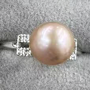 Four Different Styles  Natural Freshwater Pearls Ring Copper CZ Stones Adjustable