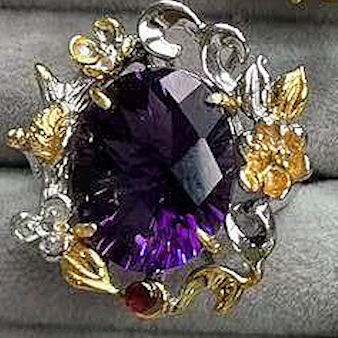 Twelve Different Styles Natural Raw Crystal Ring Amethyst and Citrine Ring S925 Sterling Silver Adjustable