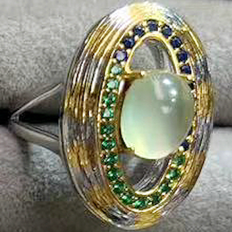 Seven Different Styles Natural Raw Crystal Ring Prehnite Ring S925 Sterling Silver Adjustable
