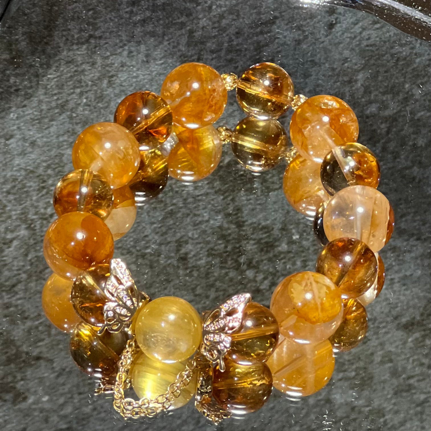 Natural Crystal Bracelet Featuring Yellow Lepidolite Paired With Citrine and Golden Healer Charm Bracelet Design Bracelet