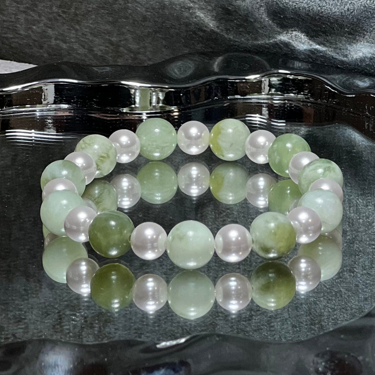 Crystal Bracelet Featuring Jade Paired With Shell Pearl Bracelet Design Bracelet